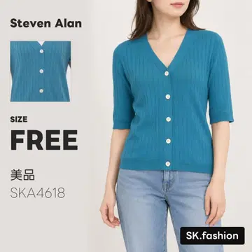 새상품급 Steven Alan 상의 가디건 오부 소매 V넥 리브