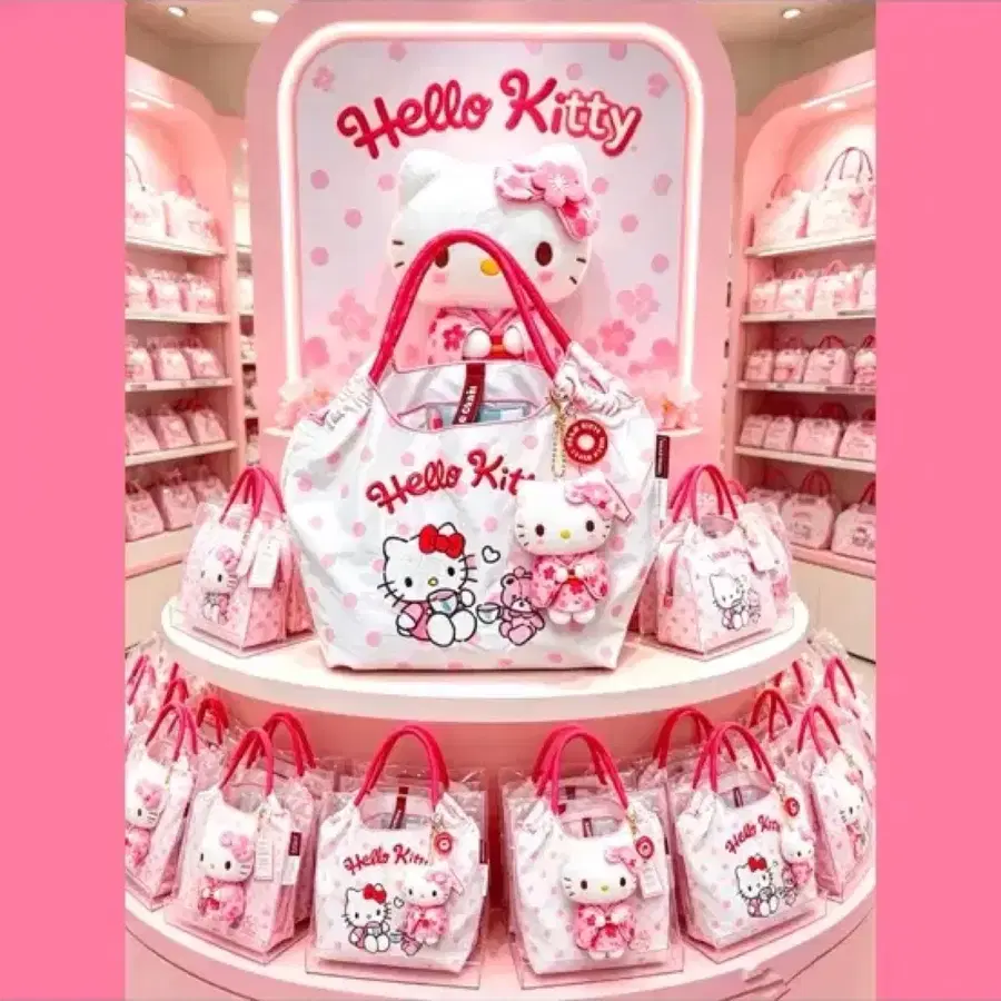 한정판 도트 요거트 헬로키티 볼앤체인 M size