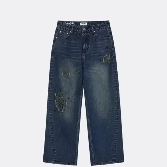 (새상품) aeae CHECK PATCHWORK DENIM PANTS-ASH BLUE (aeae 데님 팬츠)