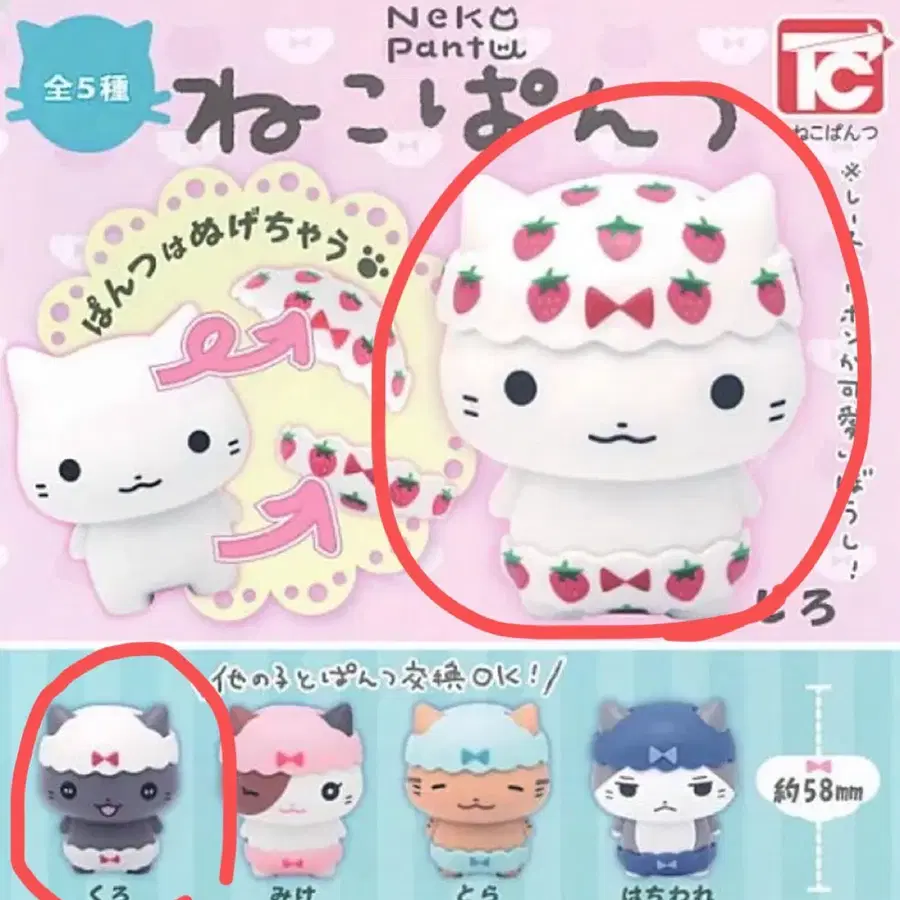 (미개봉) 네코팬츠 시로 쿠로 고양이 팬티 피규어 가챠 2종 일괄 세트