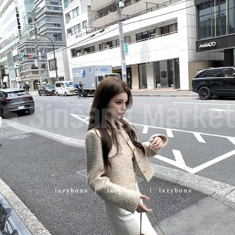 [빠른발송] 카라 트위드 자켓 모직