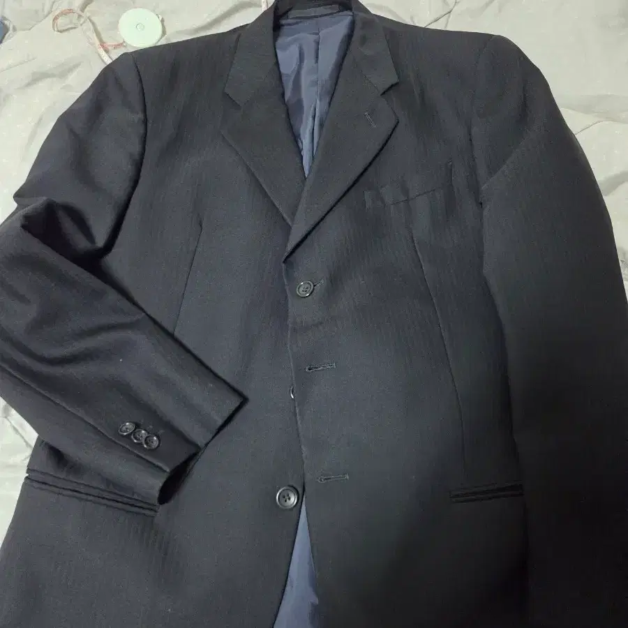 빈티지 알마니 블랙 스트라이프 3버튼 자켓