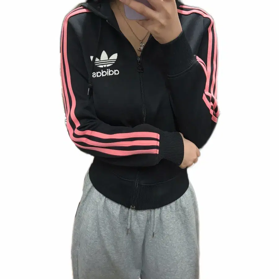 아디다스 대대장 블랙핑크 파이어버드 후드집업