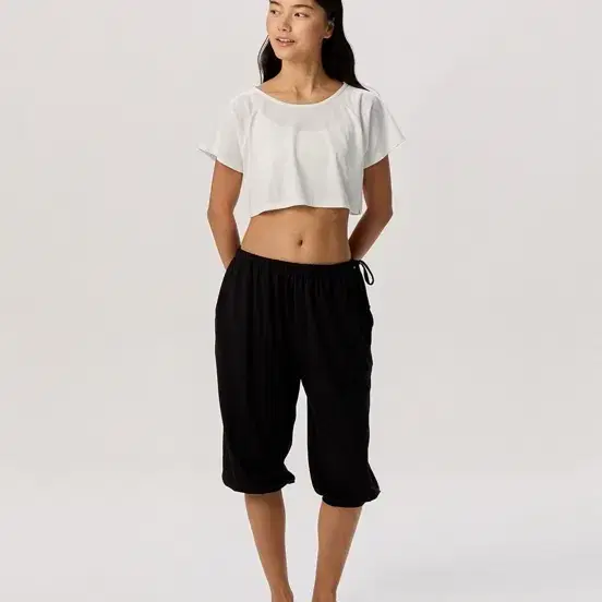 Shirring half pants_Black 부디무드라