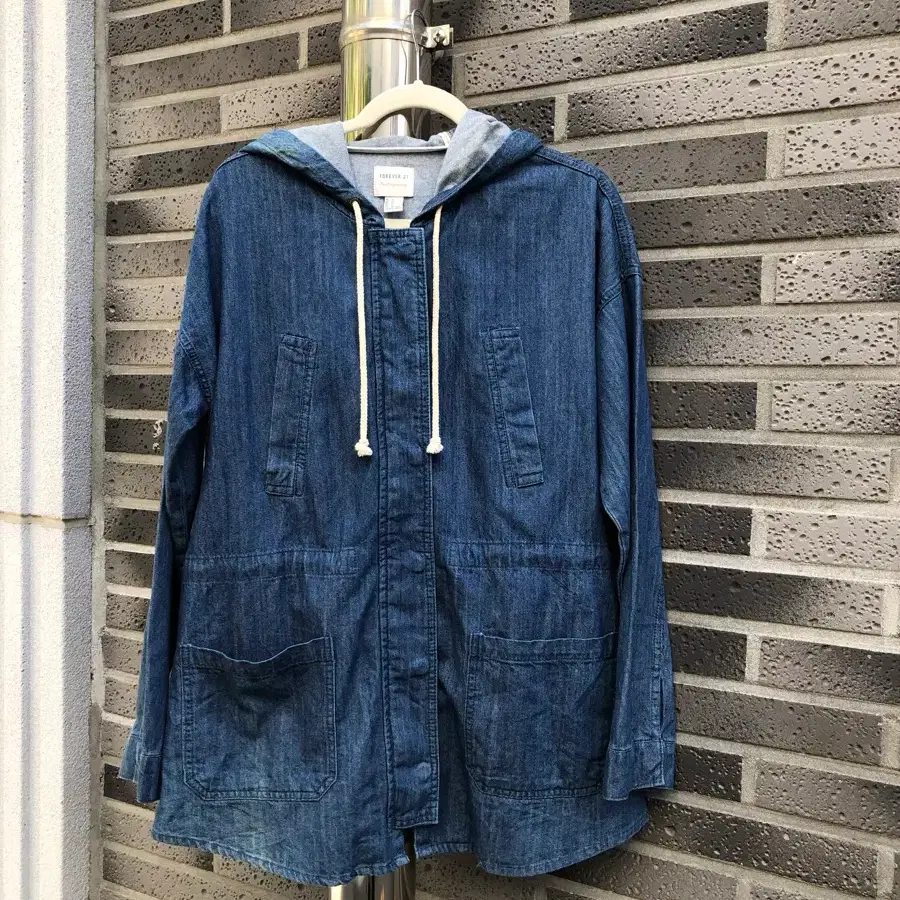 forever 21 hooded denim field jacket