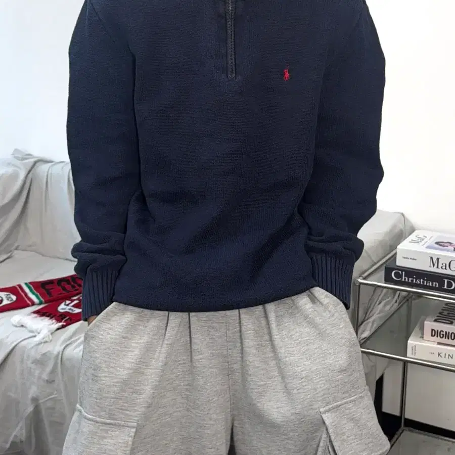 폴로 랄프로렌 네이비 하프 집업 니트 XL