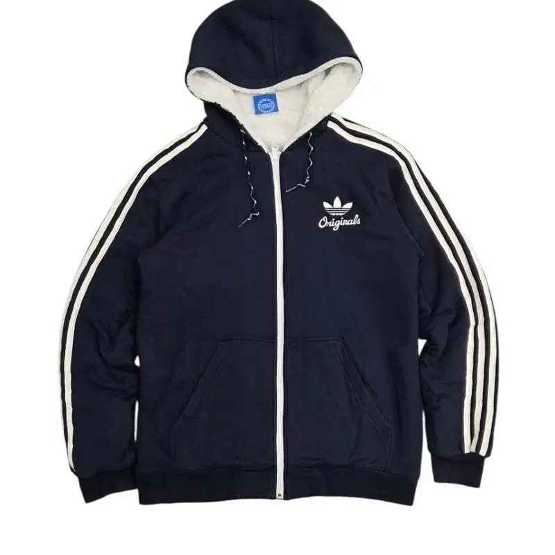 Adidas 아디다스 네이비 오리지널 셰르파 양털 후드 집업