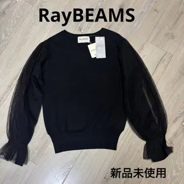 RayBEAMS 튤 캔디 슬리브 풀오버 옷깃 소매 레이스 스웨터