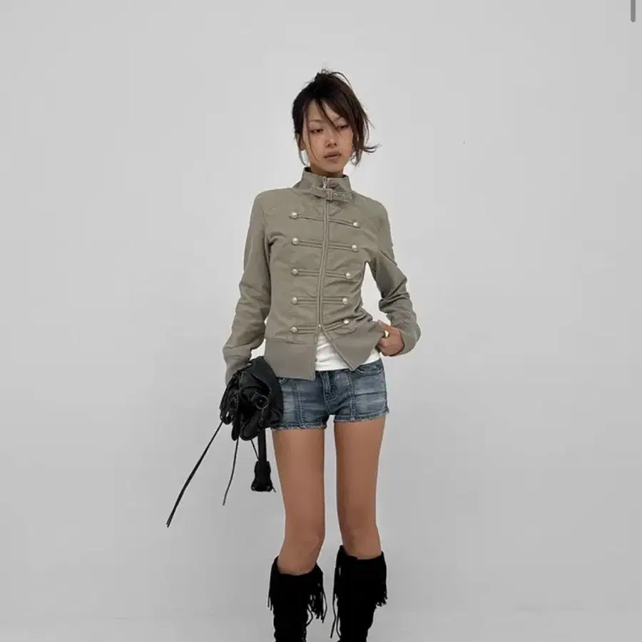 블랙업 가을신상 루엔트 더블 버튼 코튼 자켓 라이트그레이 M