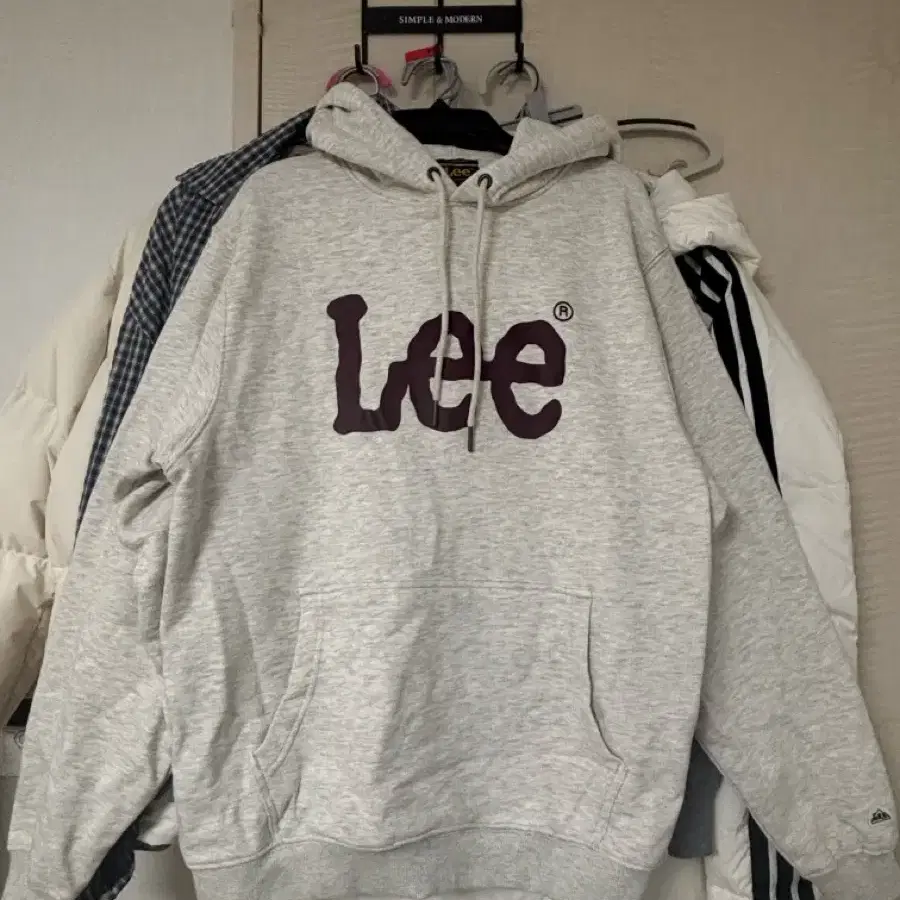 lee 로고 후드티
