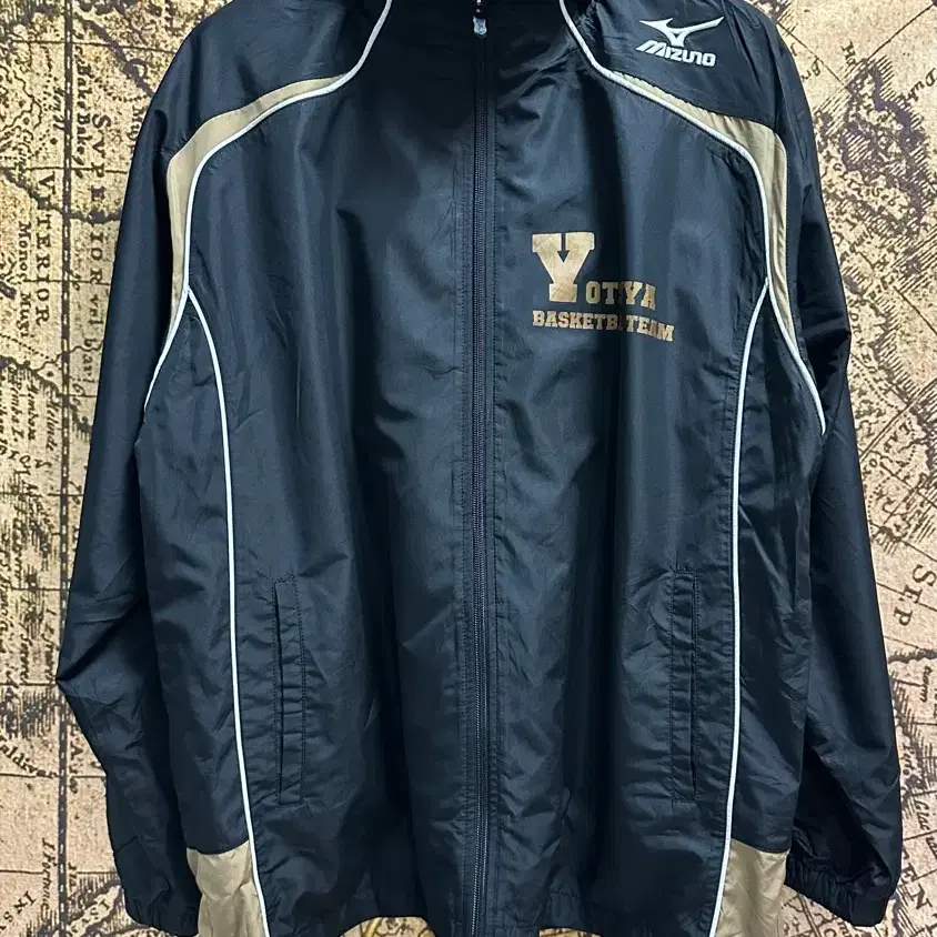 미즈노 MIZUNO 일본판 농구팀 바람막이 자켓 XL 블랙 골드