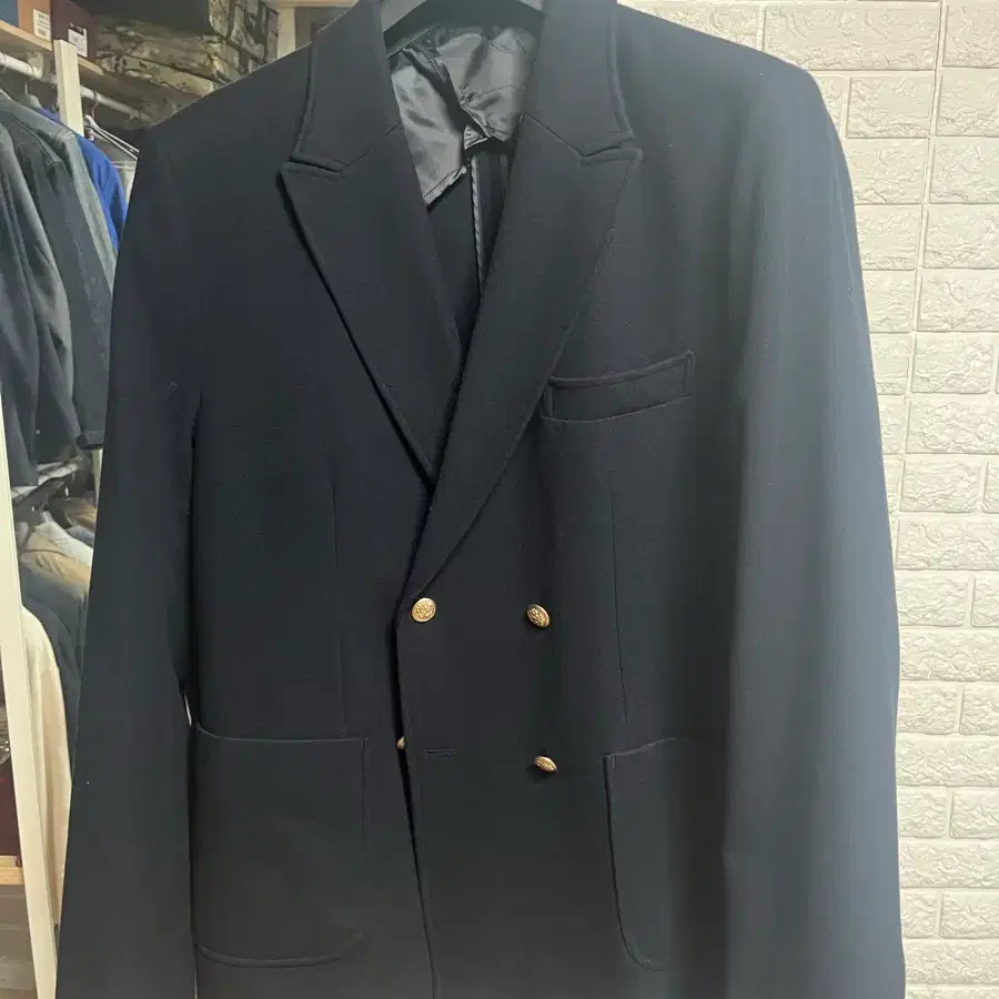 펜필드 금장 더블 블레이저 네이비