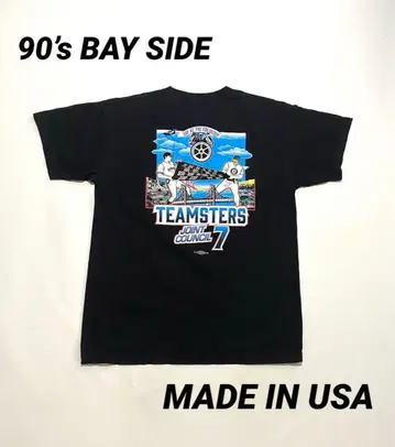 USA제 80's~90's 빈티지 베이사이드 노동조합 프린트 T셔츠