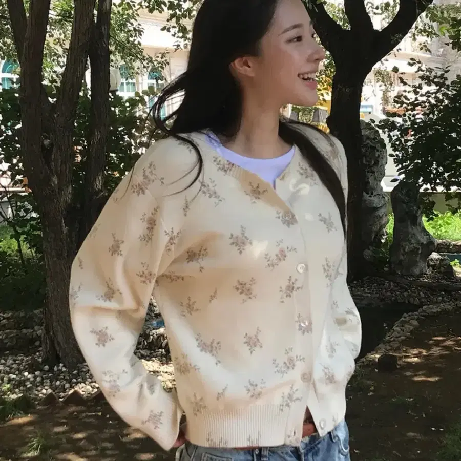 레터프롬문 애스턴 어텀 플라워 코튼 가디건