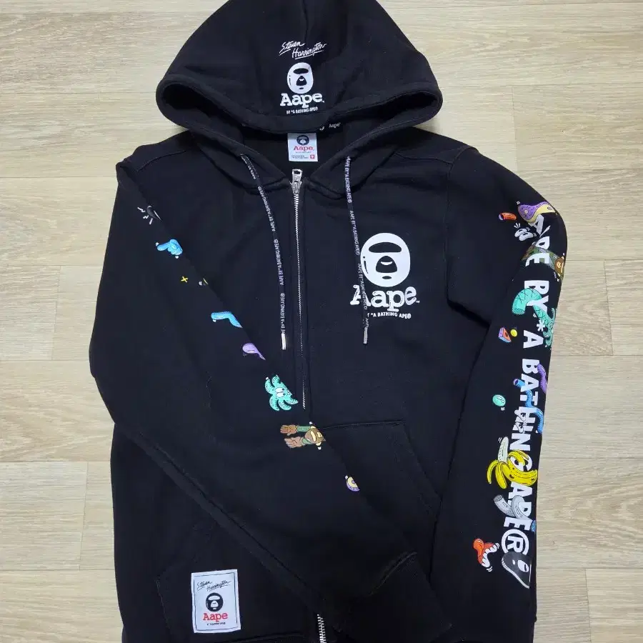 AAPE BY A BATHING APE 그래픽 후드집업 블랙 M / 베이프 에이프