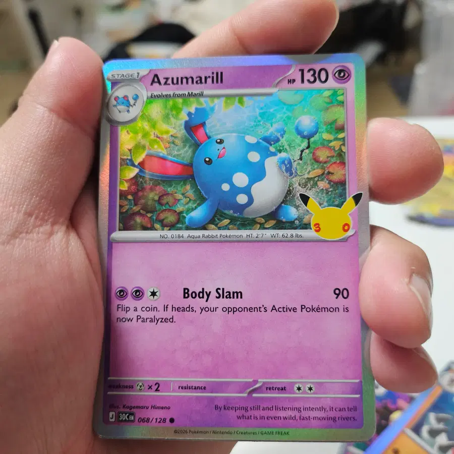 [북미최저가] 포켓몬카드 30주년 마릴리 068/128 30C 영문판 Azumarill