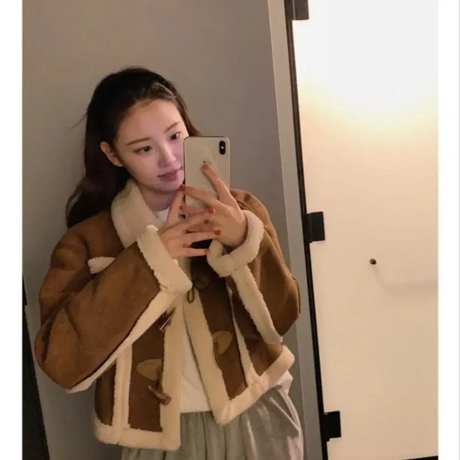 쇼퍼랜드 더플 떡볶이 스웨이드 무스탕 코트