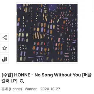 미개봉) HONNE No Song Without You 퍼플 컬러 lp | CD/DVD/LP | 번개