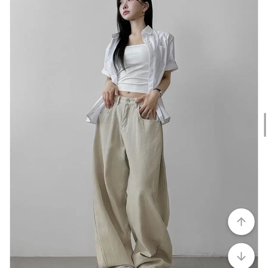 (새상품) 에이블리 라이니 베이지 와이드 팬츠