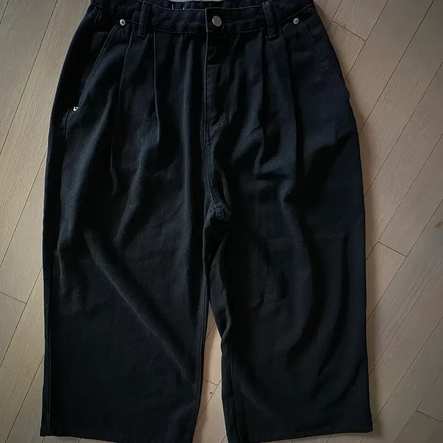 검정 와이드팬츠 면바지 블랙