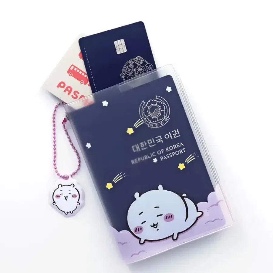 치이카와 여권케이스 먼작귀 참 키링
