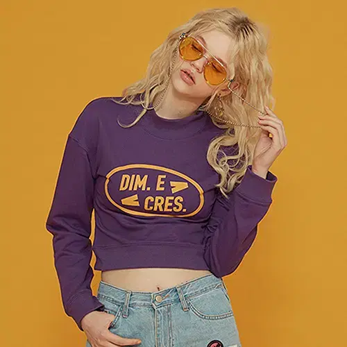 [새상품] 딤에크레스 티셔츠 SIMPLE LOGO CROP SLEEVE TEE_PURPLE