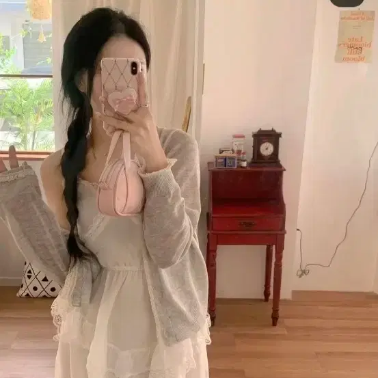 피네 그레이 레이스 가디건