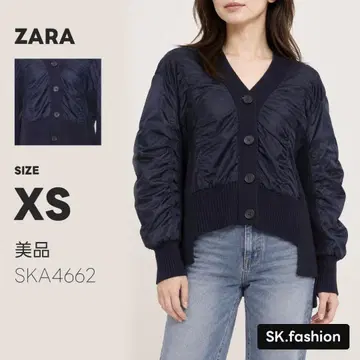 새상품급 ZARA 상의 가디건 V넥 이소재 절개 케이블 짜임
