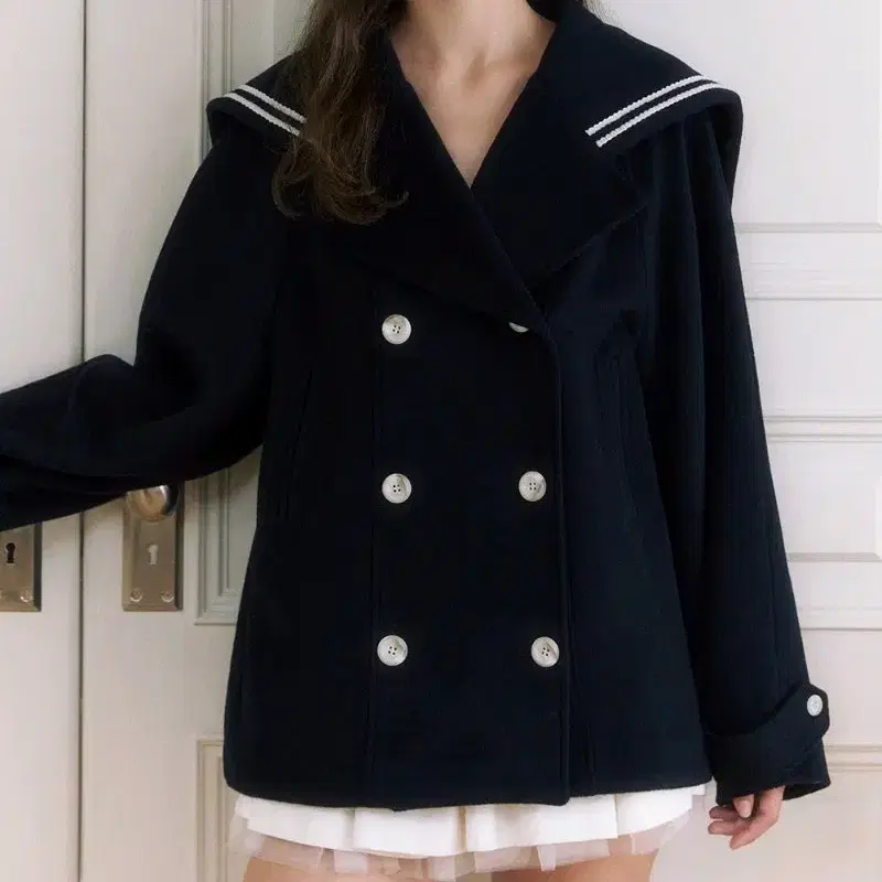 더티스 코트 Classic Sailor Wool Coat - Navy
