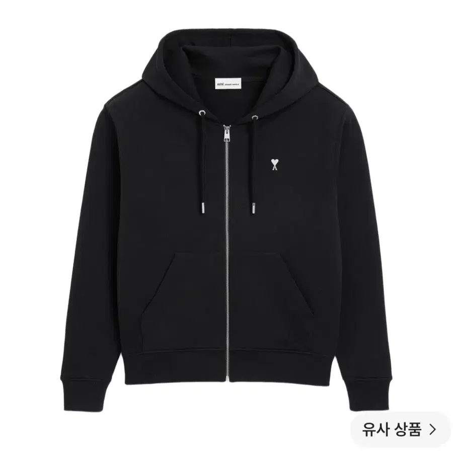 아미 스몰 하트 로고 후드 집업 블랙 L