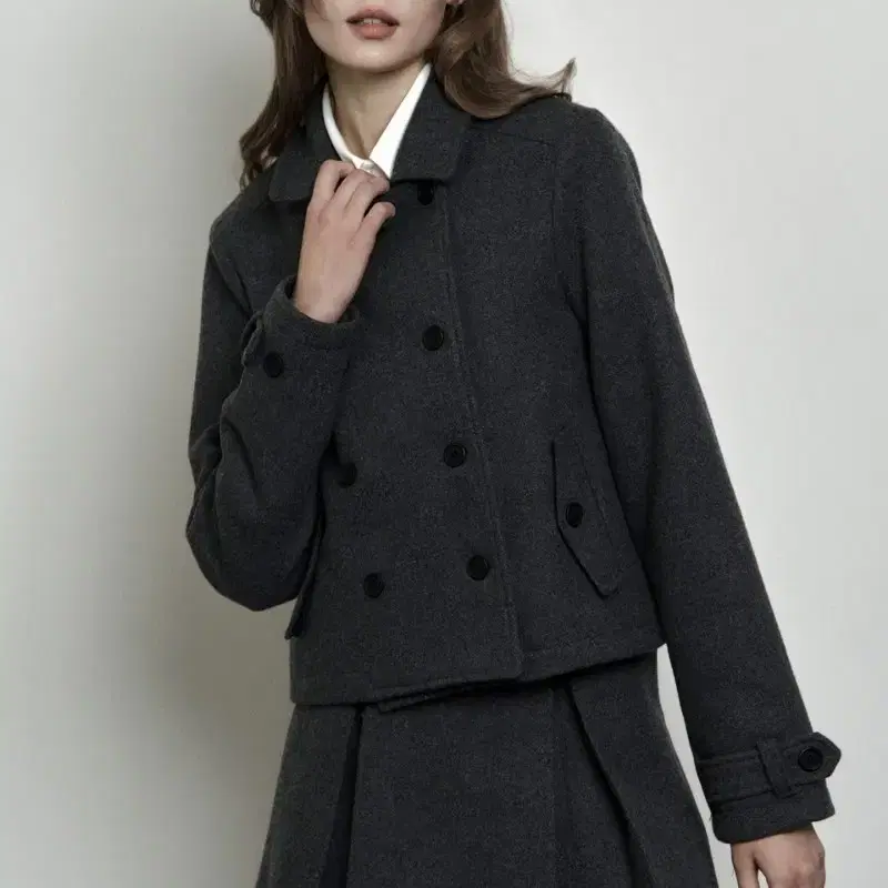시너진 PLAIN WOOL DOUBLE COAT & SKIRT
