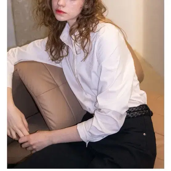 GENERAL IDEA 로고 자수 화이트 셔츠 S