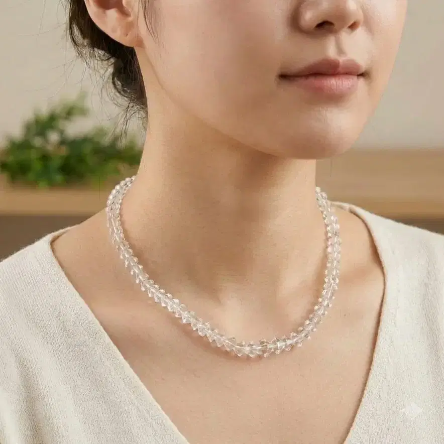 천연 컷팅 백수정 실버 목걸이 선물