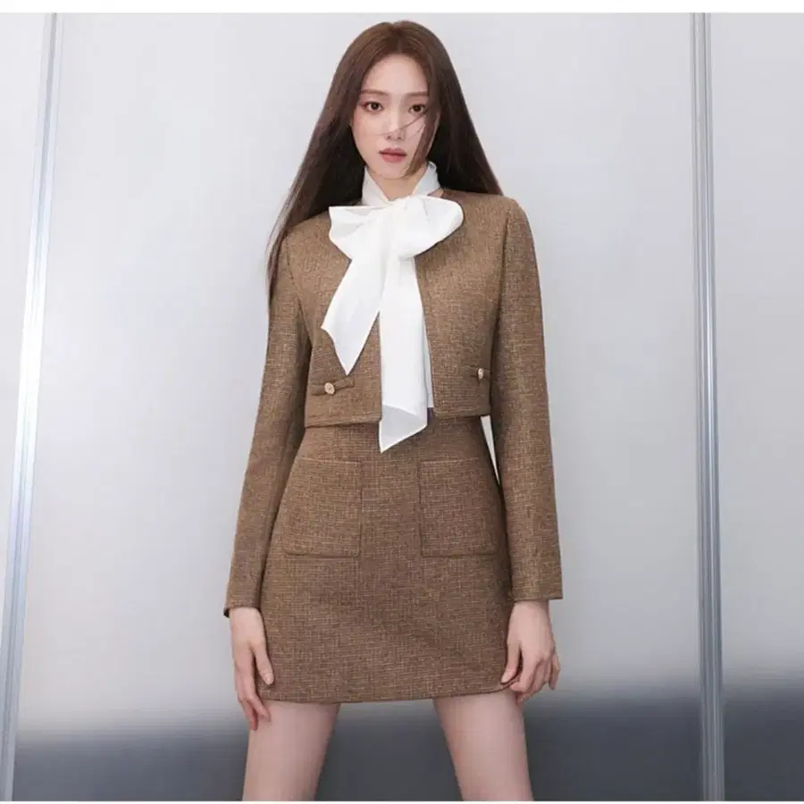 라인에디션 리본 트위드 원피스