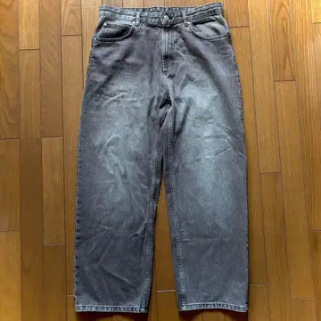 ZARA 와이드 스트레이트 데님 그레이 브라운 워시 가공