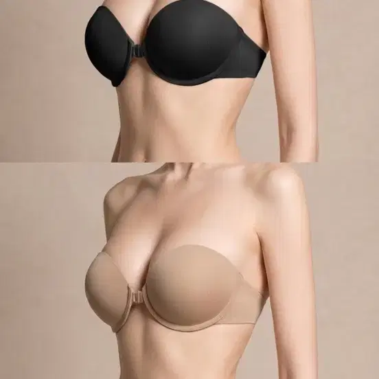 논슬립 오프숄더 브라 베이지 s