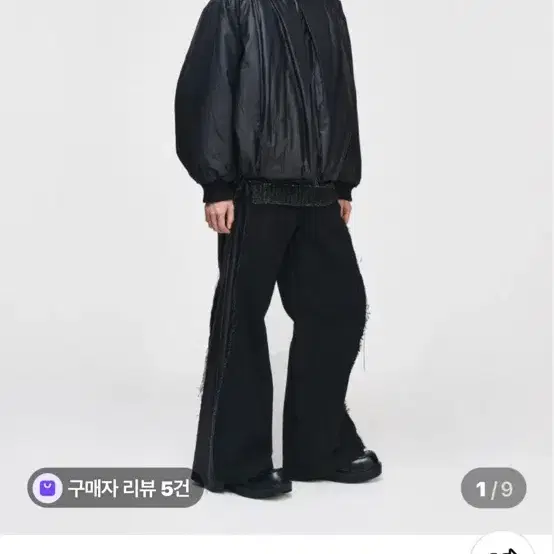25fw 송지오옴므 멀티 플리츠 후드 다운 점퍼 블랙