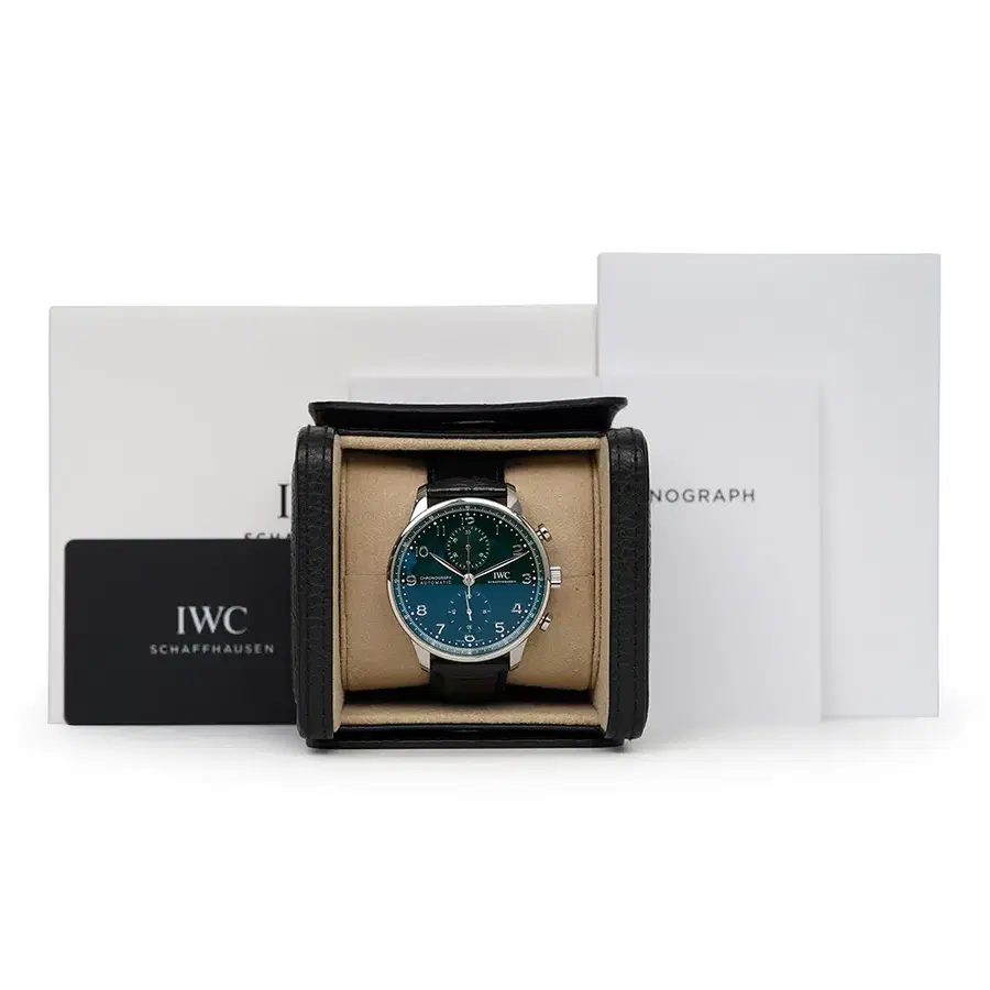 [중고명품] IWC 샤프하우젠 포르투기저 크로노그래프 그린 다이얼 41mm IW371615