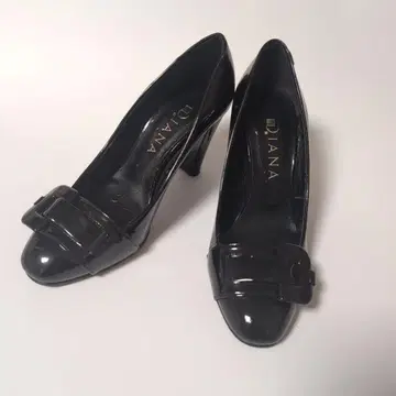 DIANA 다이애나 펌프스 23.5cm 블랙 에나멜 버클 일본제