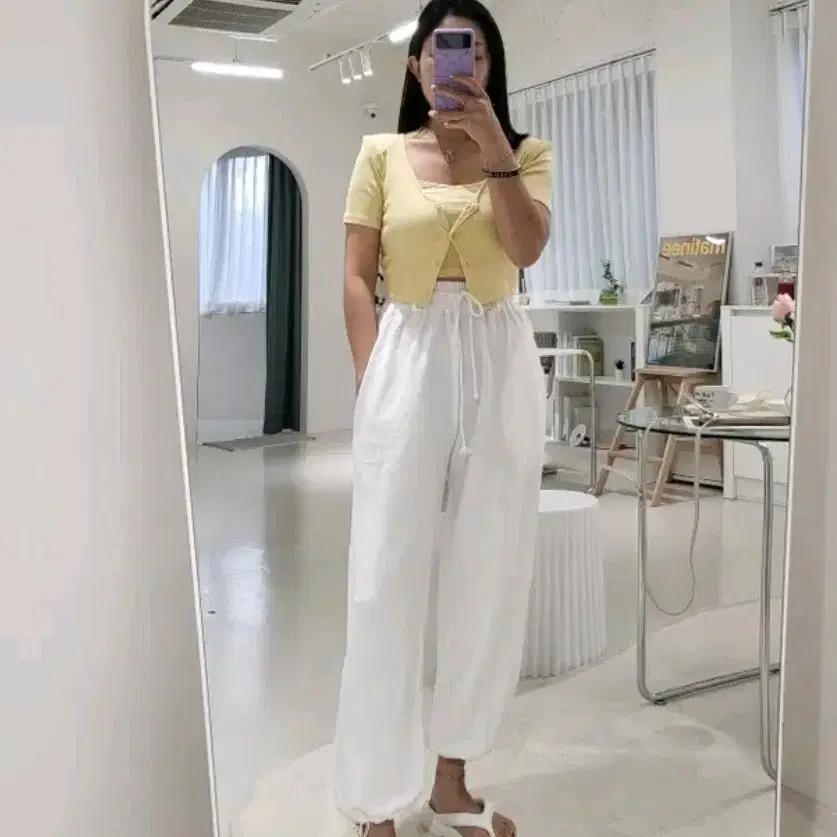 먼로 스트링 조거팬츠 + 나시 가디건 세트