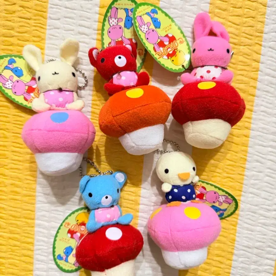 시나다 버섯 인형 키링 (빈티지) 토끼 오리 곰