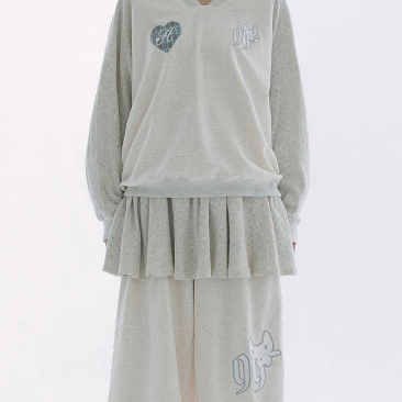 허그유어스킨 패치 스커트, 브이넥 티 아이/ Hug your skin Patch skirt layered jogger pants, Patch v-neck raglan T Ivory