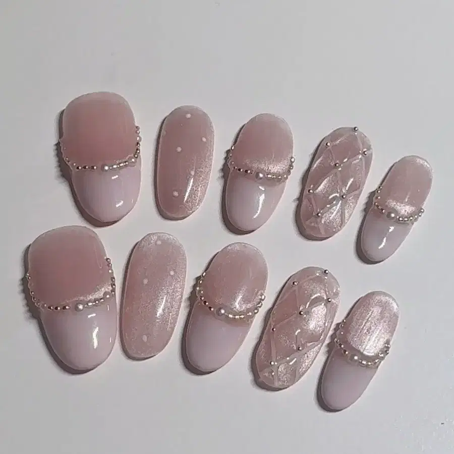 양산형 발레리나 펄 수제 네일팁 s