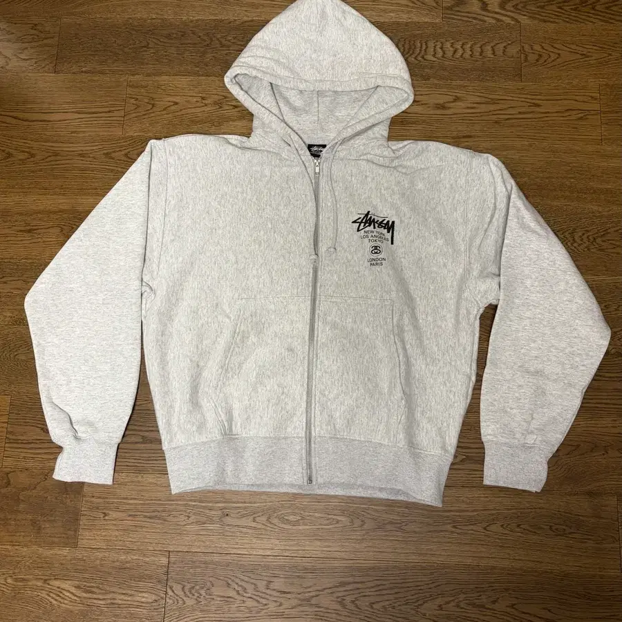 Stussy 스투시 후드 집업 멜란지 그레이 L사이즈