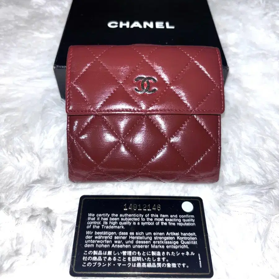 Chanel 샤넬 3단 반지갑 말린장미 레드