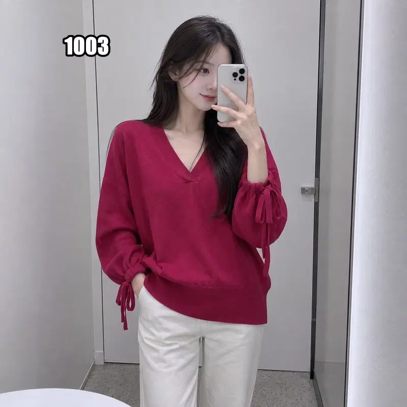 XL DKNY 여성 돌만 슬리브 타이 커프스 브이넥 니트 스웨터