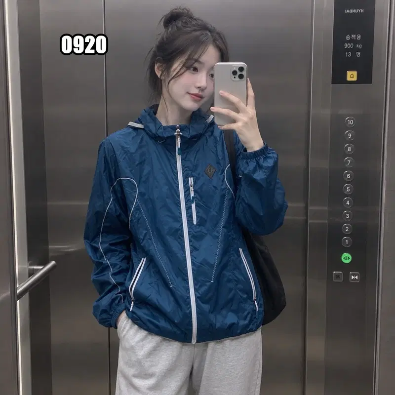 M 코오롱 나일론 윈드브레이커 블루 바람막이 자켓