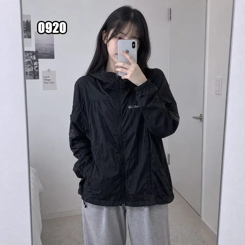 XL 컬럼비아 아카디아 II 레인 라이트웨이트 나일론 바람막이 후드 자켓