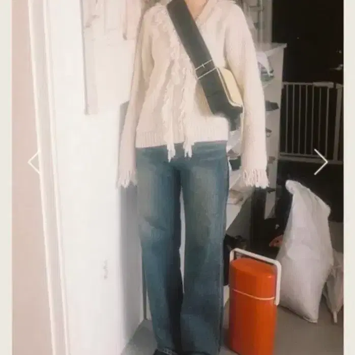 시눈 아이보리 숄 니트 가디건
