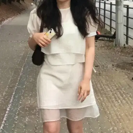 교신 오간자 쉬폰 퍼프 반팔 셋업 원피스 3pc 생활한복st